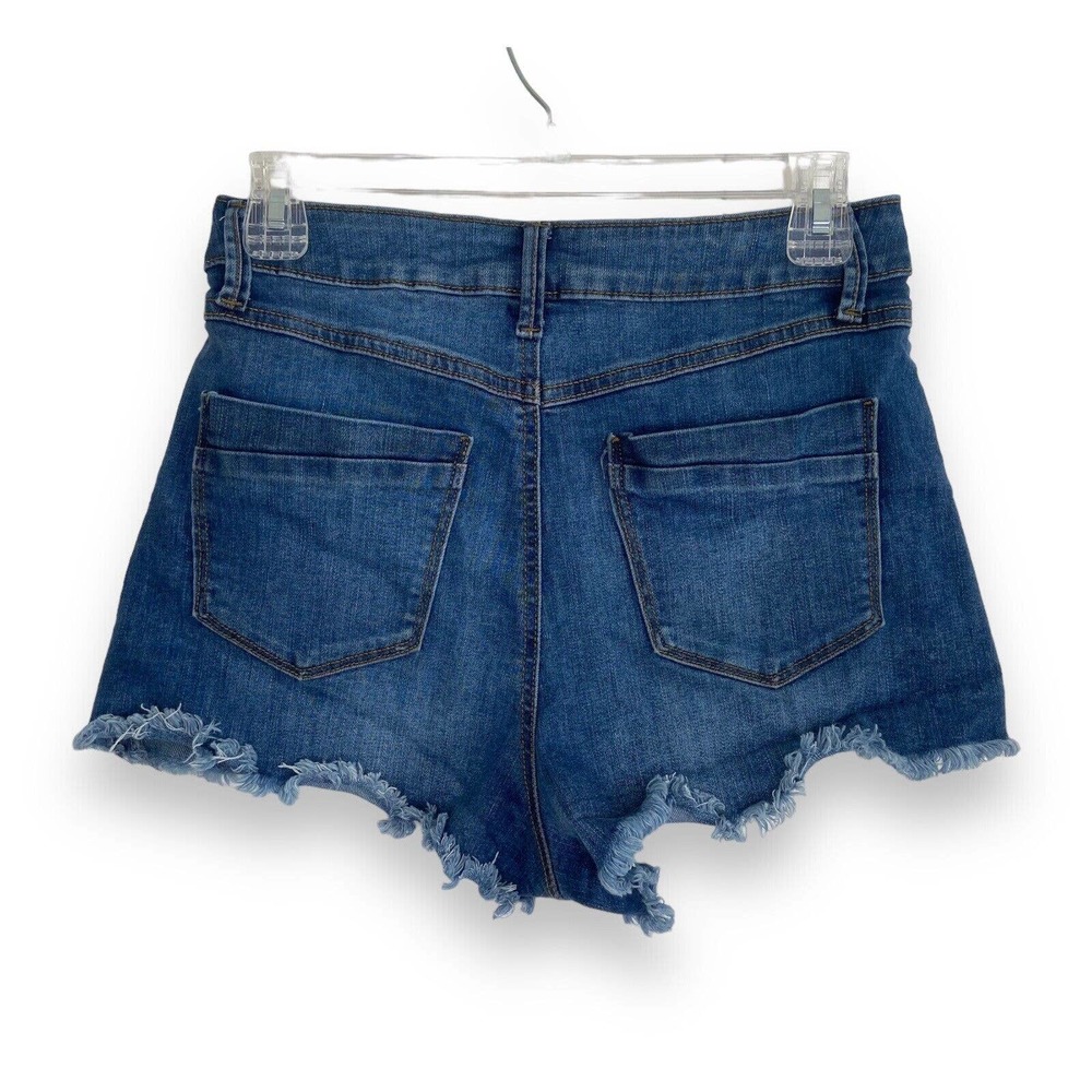 Sincerely Jules Women’s Sz 5/27 High Waist Button Fly Denim Shorts Blue Cut Off - Picture 2 of 8